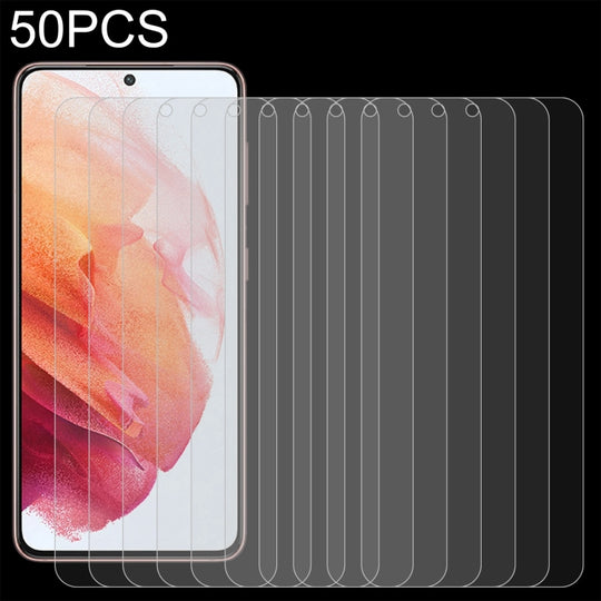 50 PCS 0.18mm 9H 2.5D Tempered Glass Fingerprint Unlock Film For Samsung Galaxy S21 5G