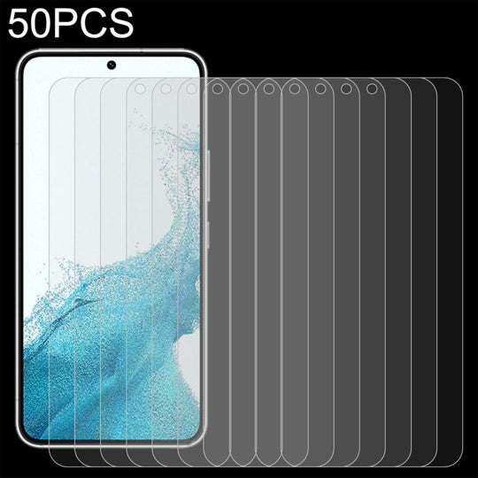 For Samsung Galaxy S22 5G 50pcs 0.18mm 9H 2.5D Tempered Glass Fingerprint Unlock Film