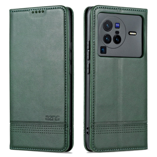 For vivo X80 Pro AZNS Magnetic Calf Texture Leather Phone Case(Dark Green) - vivo Cases by AZNS | Online Shopping UK | buy2fix