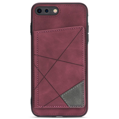 Line Card Holder Phone Case For iPhone 8 Plus / 7 Plus(Wine Red) - More iPhone Cases by buy2fix | Online Shopping UK | buy2fix
