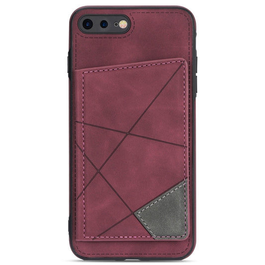 Line Card Holder Phone Case For iPhone 8 Plus / 7 Plus(Wine Red) - More iPhone Cases by buy2fix | Online Shopping UK | buy2fix