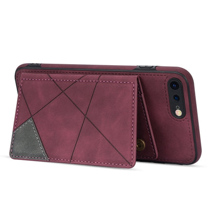 Line Card Holder Phone Case For iPhone 8 Plus / 7 Plus(Wine Red) - More iPhone Cases by buy2fix | Online Shopping UK | buy2fix