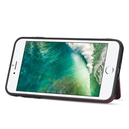 Line Card Holder Phone Case For iPhone 8 Plus / 7 Plus(Wine Red) - More iPhone Cases by buy2fix | Online Shopping UK | buy2fix