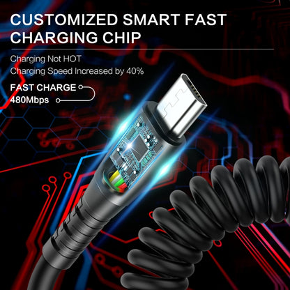 3A Micro USB Spring Charging Data Cable(Black) - Micro USB Cable by buy2fix | Online Shopping UK | buy2fix
