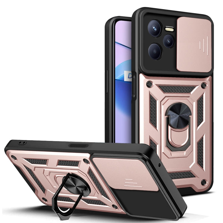 For OPPO Realme C35 Sliding Camera Cover Design TPU+PC Phone Case(Rose Gold) - Realme Cases by buy2fix | Online Shopping UK | buy2fix