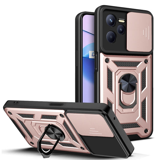For OPPO Realme C35 Sliding Camera Cover Design TPU+PC Phone Case(Rose Gold) - Realme Cases by buy2fix | Online Shopping UK | buy2fix
