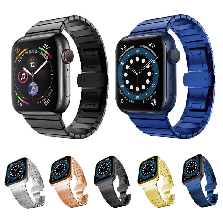 One-bead Steel Butterfly Buckle Watch Band For Apple Watch Ultra 49mm&Watch Ultra 2 49mm / Series 9&8&7 45mm / SE 3&SE 2&6&SE&5&4 44mm / 3&2&1 42mm (Starlight) - Watch Bands by buy2fix | Online Shopping UK | buy2fix