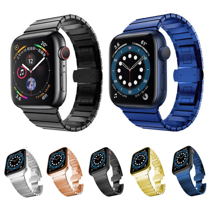 One-bead Steel Butterfly Buckle Watch Band For Apple Watch Ultra 49mm&Watch Ultra 2 49mm / Series 9&8&7 45mm / SE 3&SE 2&6&SE&5&4 44mm / 3&2&1 42mm (Starlight) - Watch Bands by buy2fix | Online Shopping UK | buy2fix