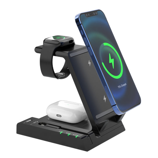 D2 15W Max 6 in 1 Multifunktions-Fast Wireless Charger Holder (Schwarz)