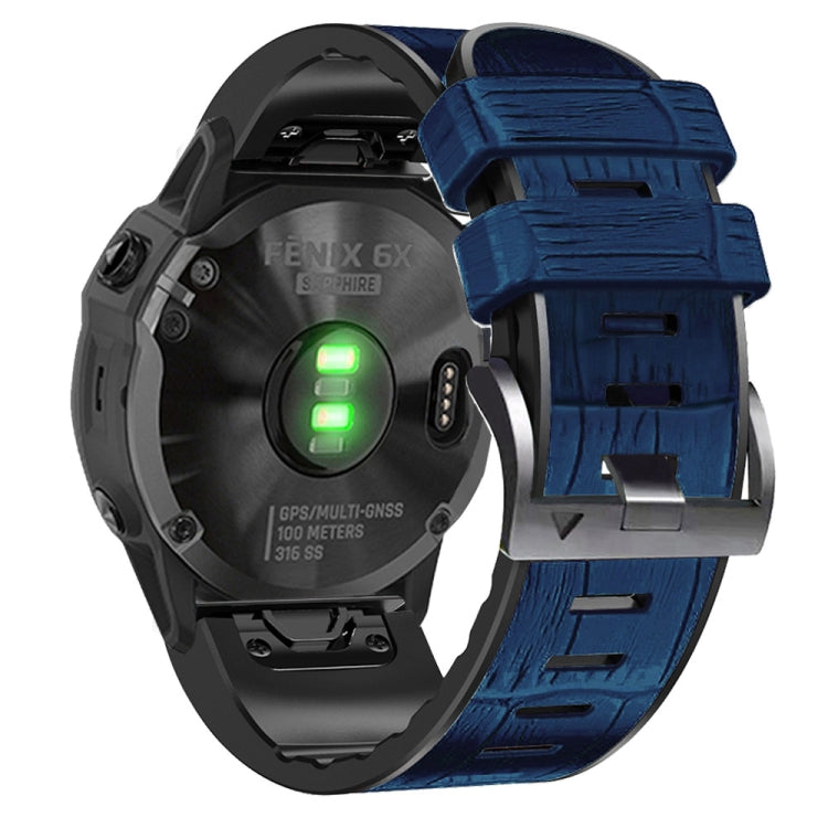For Garmin Fenix 7X / 6X / 5X Crocodile Texture Silicone Leather Watch Band(Blue) by buy2fix
