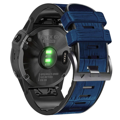 For Garmin Fenix 7X / 6X / 5X Crocodile Texture Silicone Leather Watch Band(Blue) by buy2fix