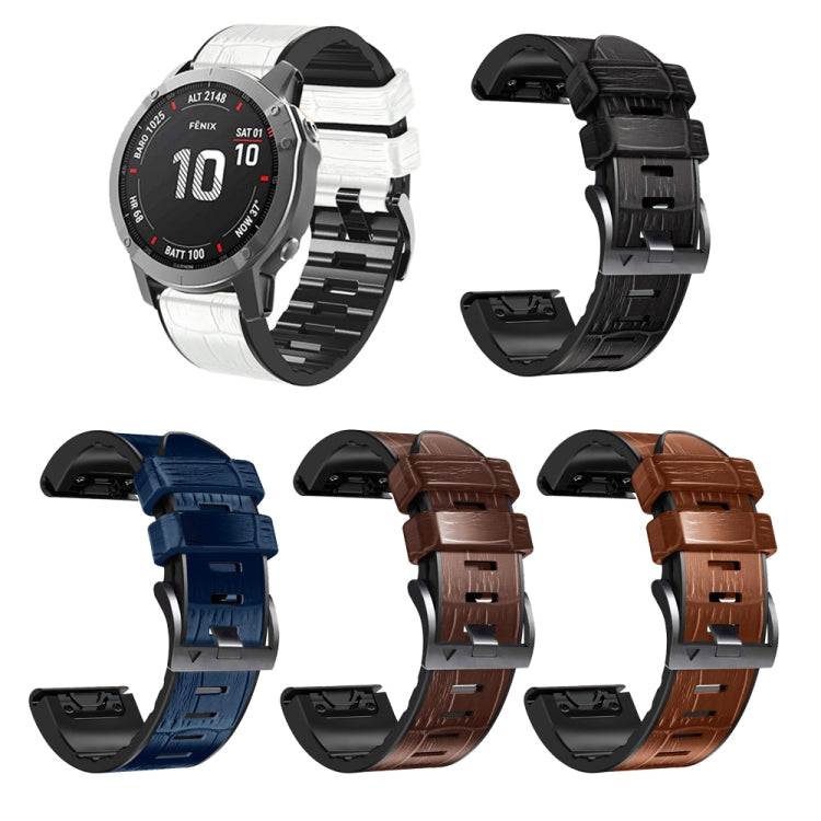 For Garmin Fenix 7X / 6X / 5X Crocodile Texture Silicone Leather Watch Band(Blue) by buy2fix