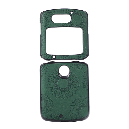 For Motorola Razr 5G Sunflower Pattern PU+TPU+PC Shockproof Phone Case(Green) - Motorola Cases by buy2fix | Online Shopping UK | buy2fix
