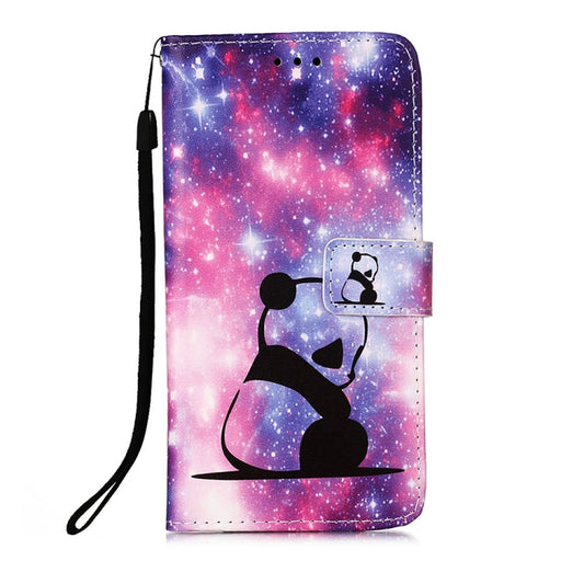 For Motorola Moto G22 Colored Drawing Plain Weave Leather Phone Case(Panda Baby) - Motorola Cases by buy2fix | Online Shopping UK | buy2fix