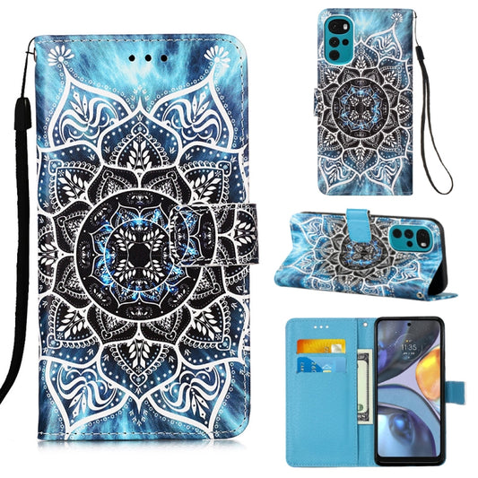 For Motorola Moto G22 Colored Drawing Plain Weave Leather Phone Case(Undersea Mandala) - Motorola Cases by buy2fix | Online Shopping UK | buy2fix