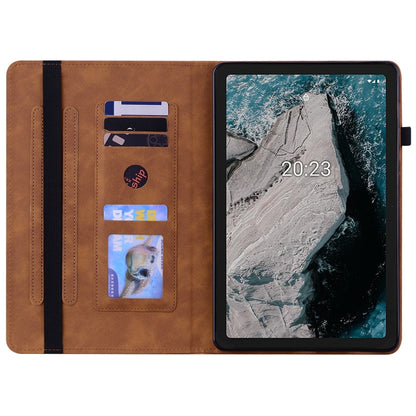 For Nokia T20 10.4 2021 Skin Feel Solid Color Zipper Leather Tablet Case(Brown) - Nokia by buy2fix | Online Shopping UK | buy2fix