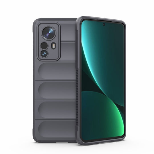 Pour Xiaomi 12 Pro Magic Shield TPU + Étui de téléphone en flanelle (gris foncé)