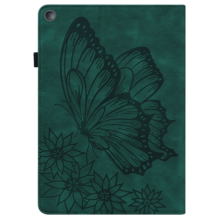 For Amazon Kindle Fire HD 10 2019 / 2017 Big Butterfly Embossed Smart Leather Tablet Case(Green) - Amazon by buy2fix | Online Shopping UK | buy2fix