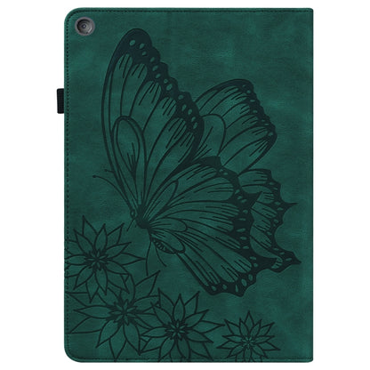 For Amazon Kindle Fire HD 10 2019 / 2017 Big Butterfly Embossed Smart Leather Tablet Case(Green) - Amazon by buy2fix | Online Shopping UK | buy2fix