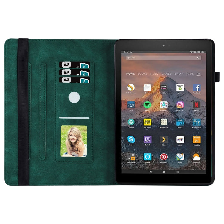 For Amazon Kindle Fire HD 10 2019 / 2017 Big Butterfly Embossed Smart Leather Tablet Case(Green) - Amazon by buy2fix | Online Shopping UK | buy2fix