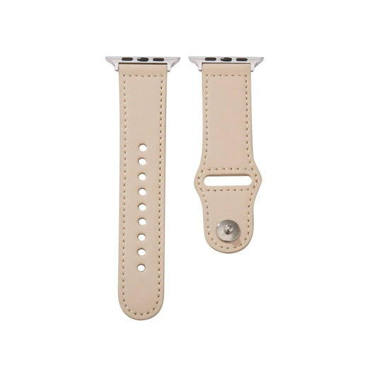 Nail Silver Buckle Leather Watch Band For Apple Watch Ultra 49mm&Watch Ultra 2 49mm / Series 9&8&7 45mm / SE 3&SE 2&6&SE&5&4 44mm / 3&2&1 42mm(Apricot) - Watch Bands by buy2fix | Online Shopping UK | buy2fix