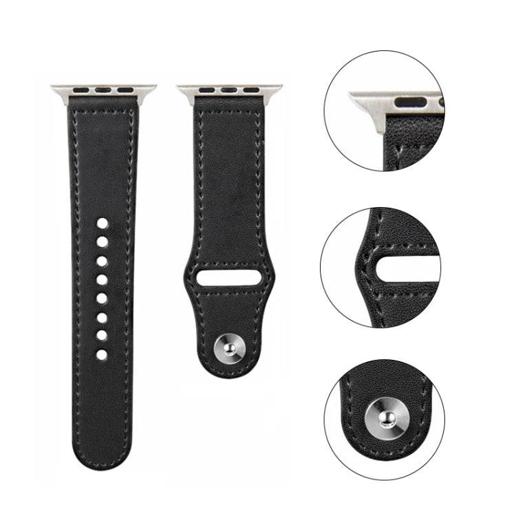 Nail Silver Buckle Leather Watch Band For Apple Watch Ultra 49mm&Watch Ultra 2 49mm / Series 9&8&7 45mm / SE 3&SE 2&6&SE&5&4 44mm / 3&2&1 42mm(Apricot) - Watch Bands by buy2fix | Online Shopping UK | buy2fix