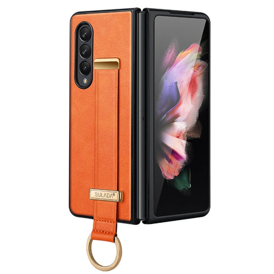 For Samsung Galaxy Z Fold3 5G SULADA Cool Series PC + Leather Texture Skin Feel Shockproof Phone Case(Orange)