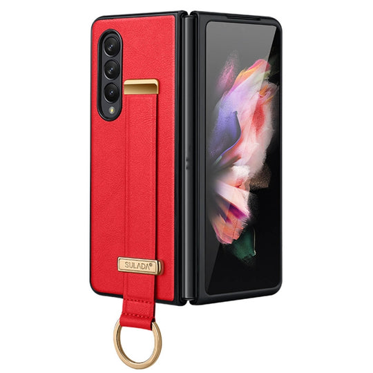 For Samsung Galaxy Z Fold3 5G SULADA Cool Series PC + Leather Texture Skin Feel Shockproof Phone Case(Red)
