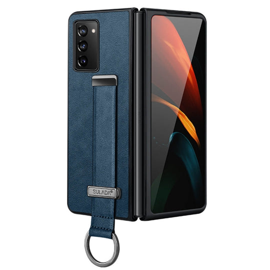 For Samsung Galaxy Z Fold2 SULADA Cool Series PC + Leather Texture Skin Feel Shockproof Phone Case(Blue)