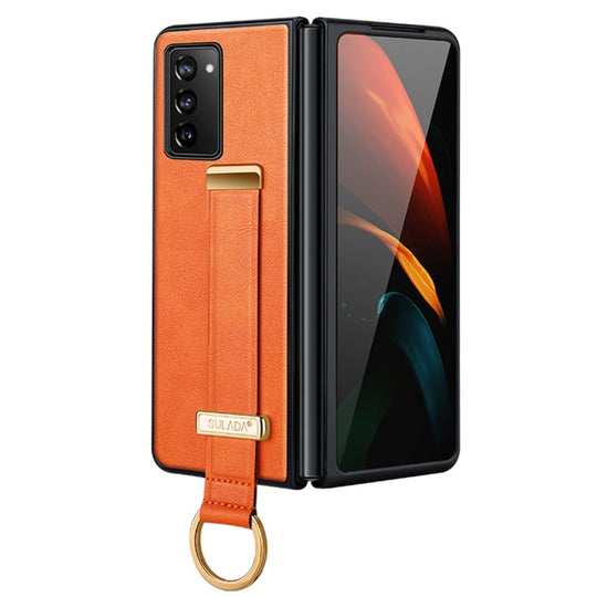 For Samsung Galaxy Z Fold2 SULADA Cool Series PC + Leather Texture Skin Feel Shockproof Phone Case(Orange)