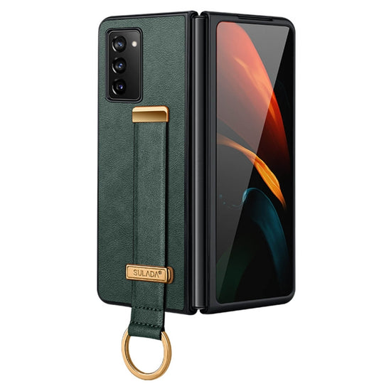 For Samsung Galaxy Z Fold2 SULADA Cool Series PC + Leather Texture Skin Feel Shockproof Phone Case(Green)