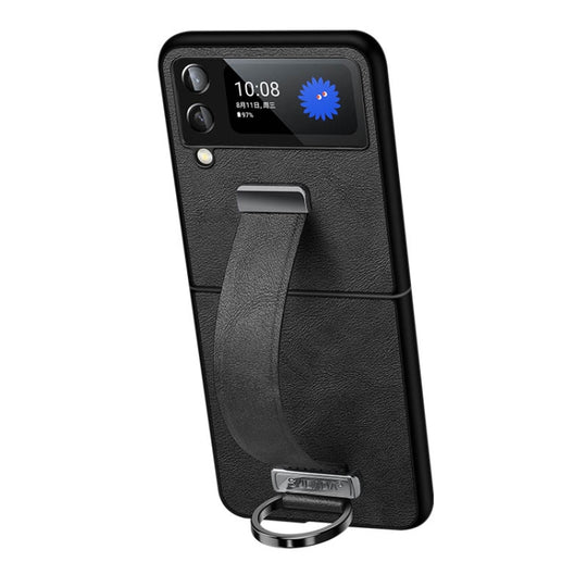 For Samsung Galaxy Z Flip3 SULADA Cool Series PC + Leather Texture Skin Feel Shockproof Phone Case(Black)
