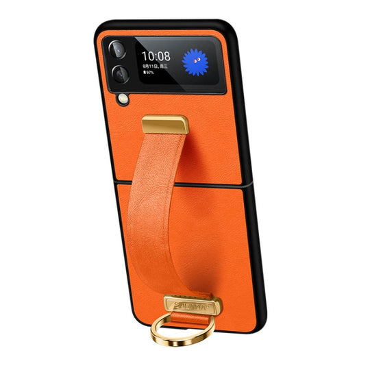 For Samsung Galaxy Z Flip3 SULADA Cool Series PC + Leather Texture Skin Feel Shockproof Phone Case(Orange)