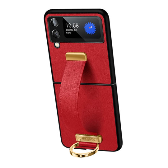 For Samsung Galaxy Z Flip3 SULADA Cool Series PC + Leather Texture Skin Feel Shockproof Phone Case(Red)