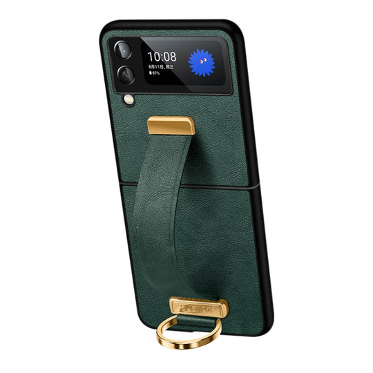 For Samsung Galaxy Z Flip3 SULADA Cool Series PC + Leather Texture Skin Feel Shockproof Phone Case(Green)