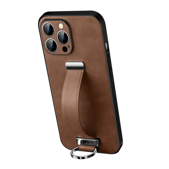 For iPhone 13 Pro Max  SULADA Cool Series PC + Leather Texture Skin Feel Shockproof Phone Case(Brown)