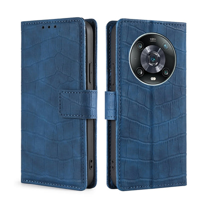 For Honor Magic4 Pro Skin Feel Crocodile Magnetic Clasp Leather Phone Case(Blue) by buy2fix
