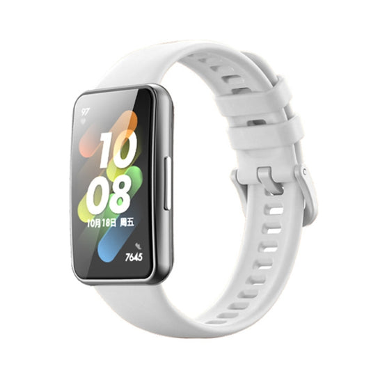 For Huawei Band 7 / Honor Band 7 Pure Color Silicone Watch Band(White) by buy2fix