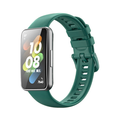 For Huawei Band 7 / Honor Band 7 Pure Color Silicone Watch Band(Dark Green) by buy2fix