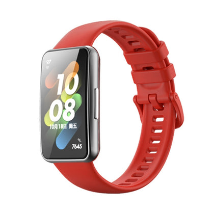 For Huawei Band 7 / Honor Band 7 Pure Color Silicone Watch Band(Cinnabar Red) by buy2fix