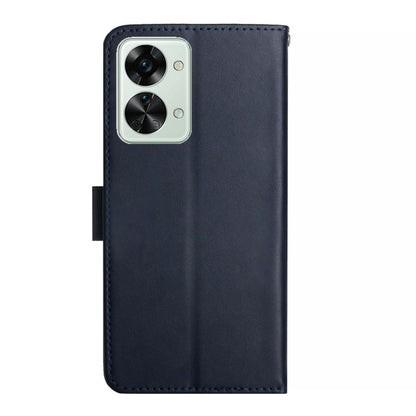 For OnePlus Nord 2T 5G Genuine Leather Fingerprint-proof Horizontal Flip Phone Case(Blue) - OnePlus Cases by buy2fix | Online Shopping UK | buy2fix