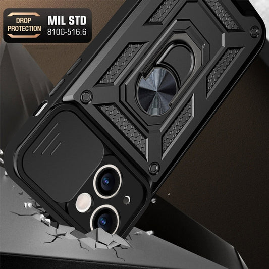 For iPhone 14 Sliding Camera Cover Design TPU+PC Phone Case (Black) - iPhone 14 Cases by buy2fix | Online Shopping UK | buy2fix