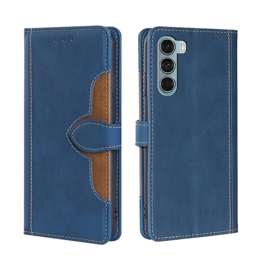 For Motorola Moto G200 5G/Edge S30 Stitching Skin Feel Magnetic Buckle Horizontal Flip PU Leather Case(Blue) - Motorola Cases by buy2fix | Online Shopping UK | buy2fix