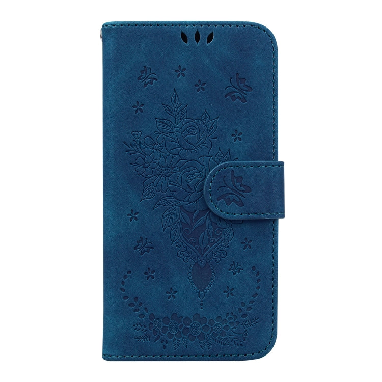 For Infinix Smart 6 Butterfly Rose Embossed Leather Phone Case(Blue) - Infinix Cases by buy2fix | Online Shopping UK | buy2fix