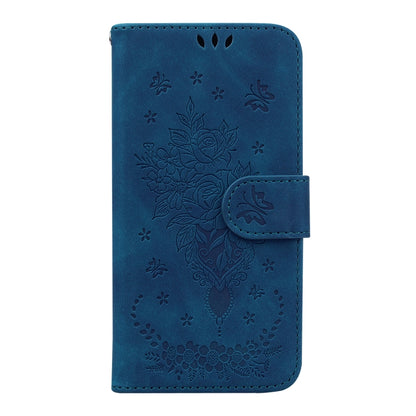 For Infinix Smart 6 Butterfly Rose Embossed Leather Phone Case(Blue) - Infinix Cases by buy2fix | Online Shopping UK | buy2fix