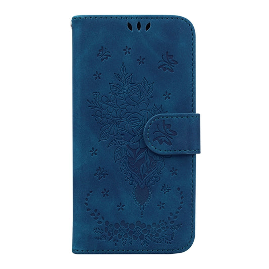 For Infinix Smart 6 Butterfly Rose Embossed Leather Phone Case(Blue) - Infinix Cases by buy2fix | Online Shopping UK | buy2fix