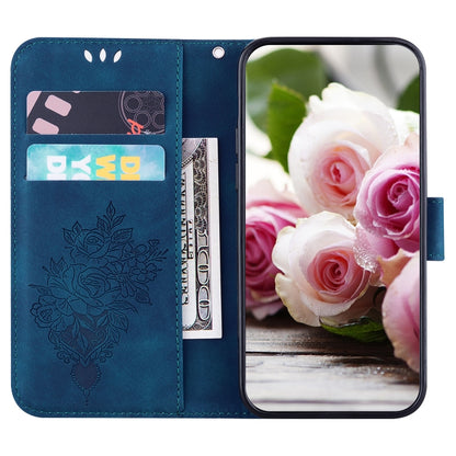 For Infinix Smart 6 Butterfly Rose Embossed Leather Phone Case(Blue) - Infinix Cases by buy2fix | Online Shopping UK | buy2fix