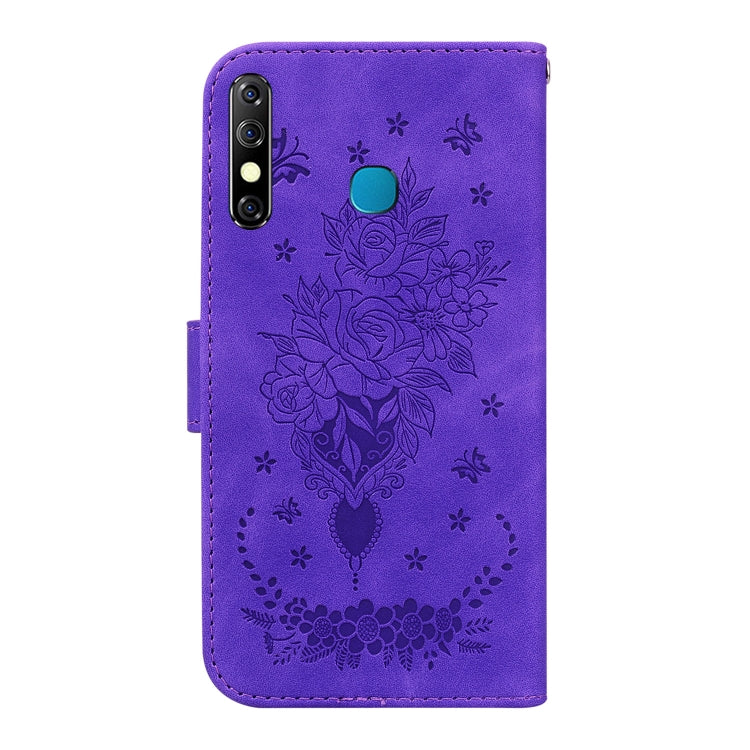 For Tecno Camon 12 / Spark 4 Butterfly Rose Embossed Leather Phone Case(Purple) by buy2fix