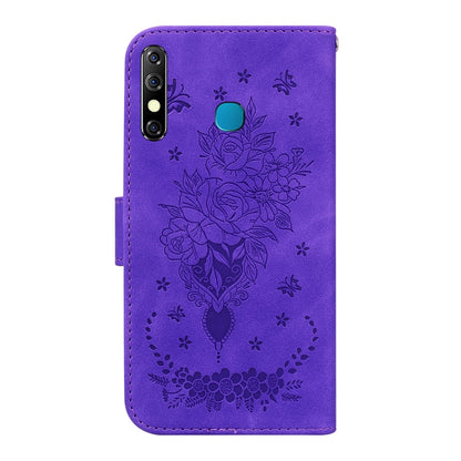 For Tecno Camon 12 / Spark 4 Butterfly Rose Embossed Leather Phone Case(Purple) by buy2fix