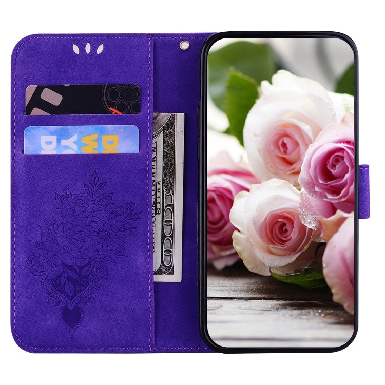 For Tecno Camon 12 / Spark 4 Butterfly Rose Embossed Leather Phone Case(Purple) by buy2fix